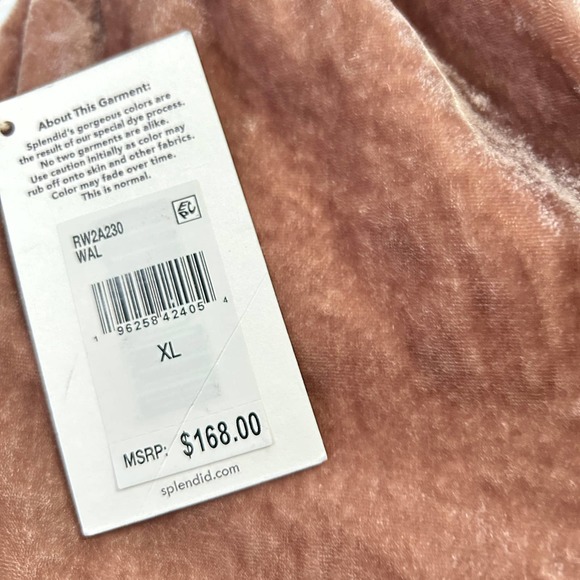 Splendid Ryan Velvet Rosewood Joggers Tan Size XL NWT $168.00 - Picture 3 of 3